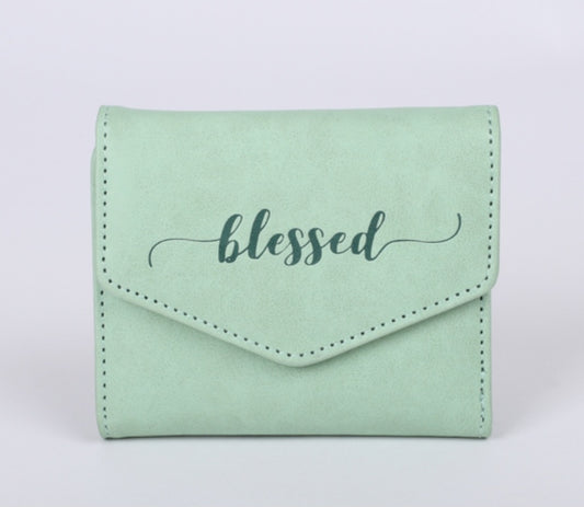 Women’s Blessed Green Wallet- Imitation Leather