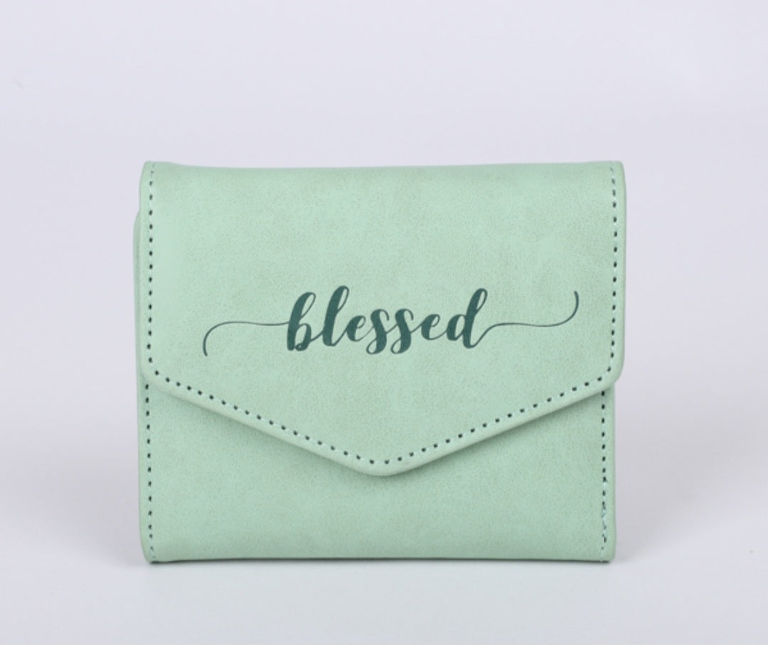Women’s Blessed Green Wallet- Imitation Leather