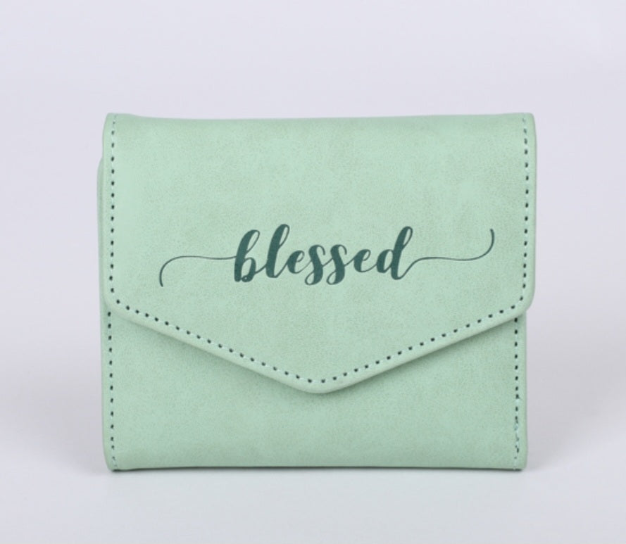 Women’s Blessed Green Wallet- Imitation Leather